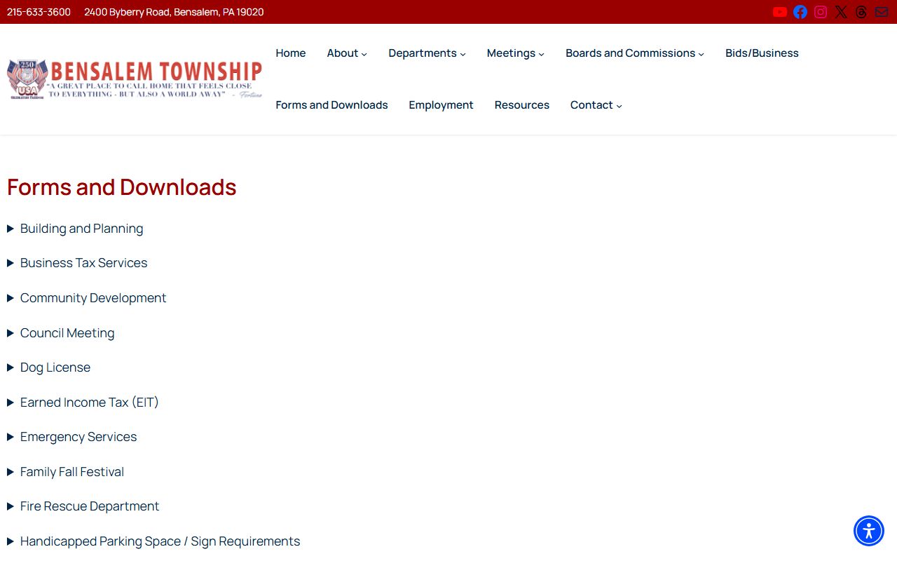 Bensalem Township Right to Know request forms for 24 hour booking in Bensalem