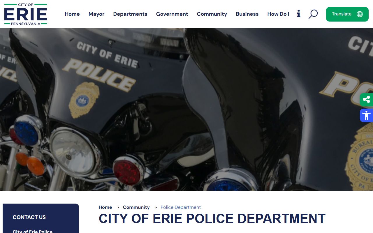 Erie Police Department 24 hour booking information