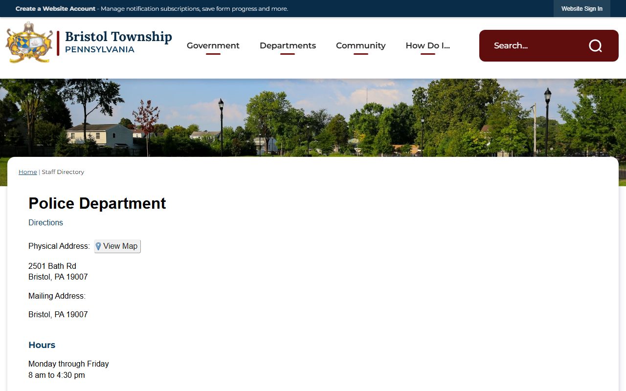 Bristol Township police directory for Levittown 24 hour booking records