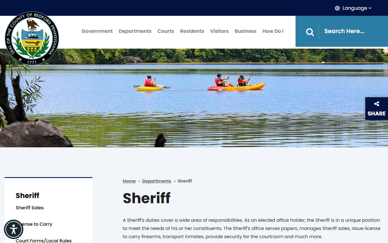 Bedford County Sheriff Office for 24 hour booking inquiries