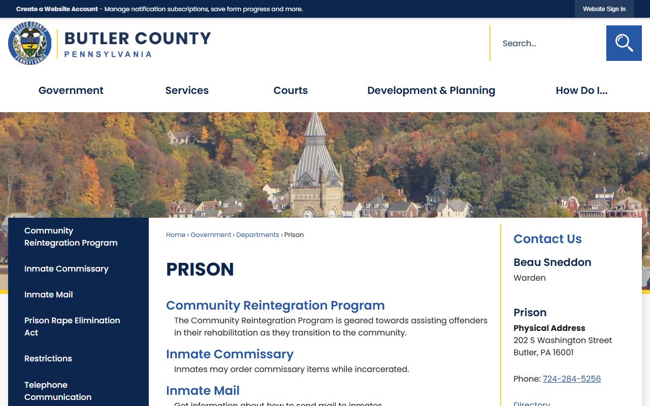 Butler County 24 hour booking prison official website