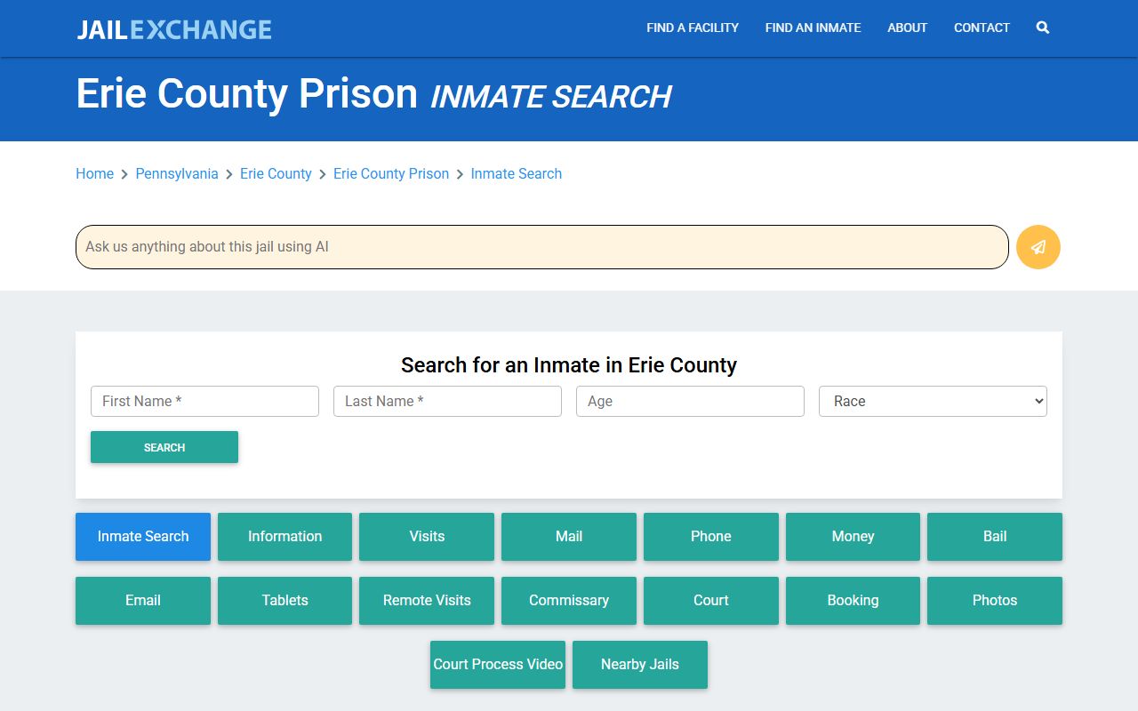 Erie County 24 hour booking inmate search resources