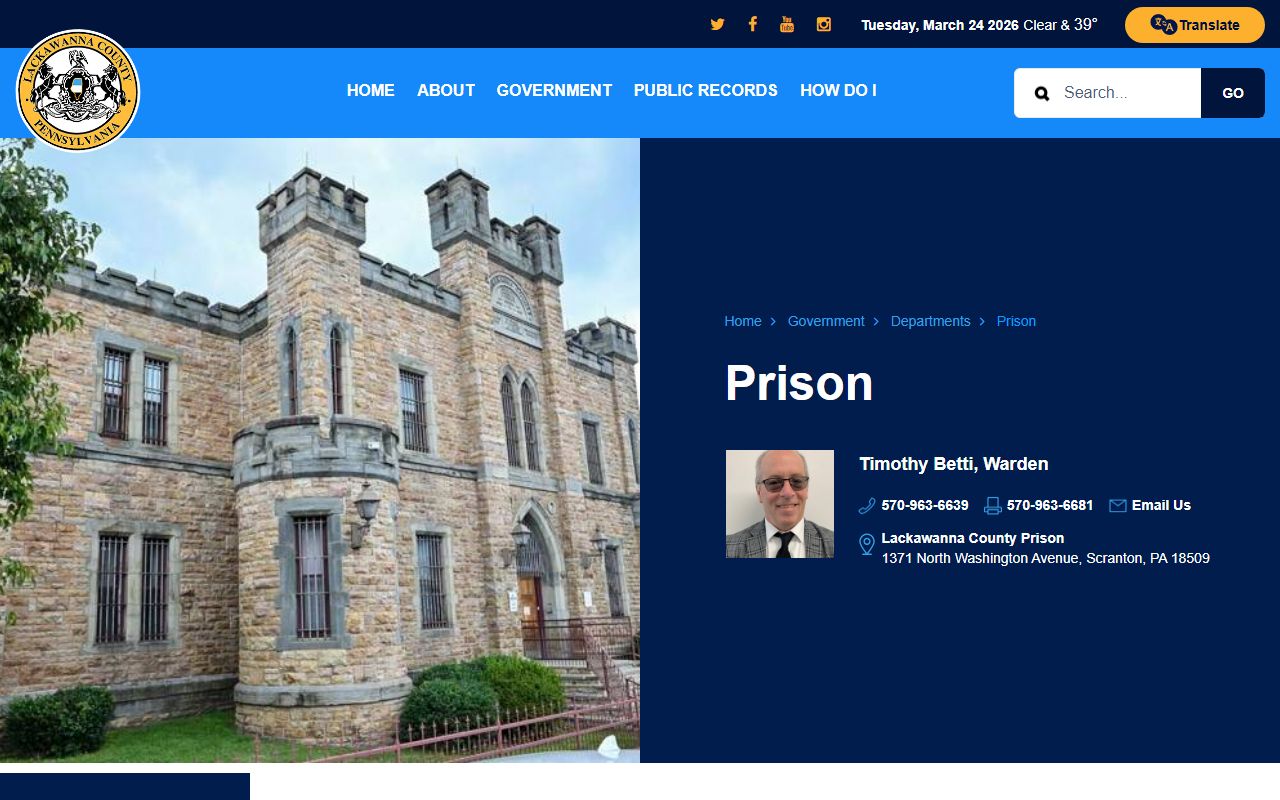 Lackawanna County 24 hour booking prison official website