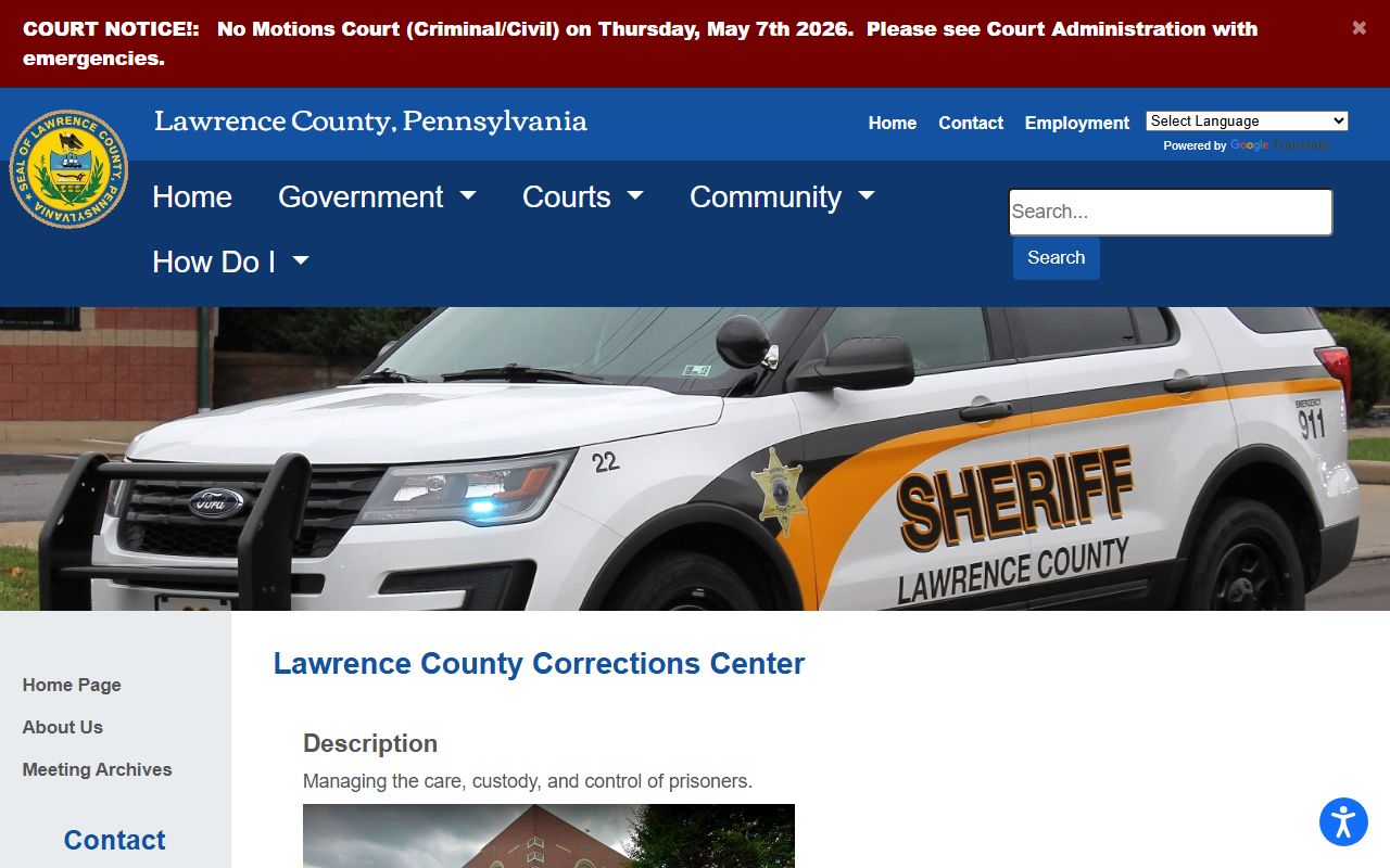 Lawrence County Correctional Center 24 hour booking information