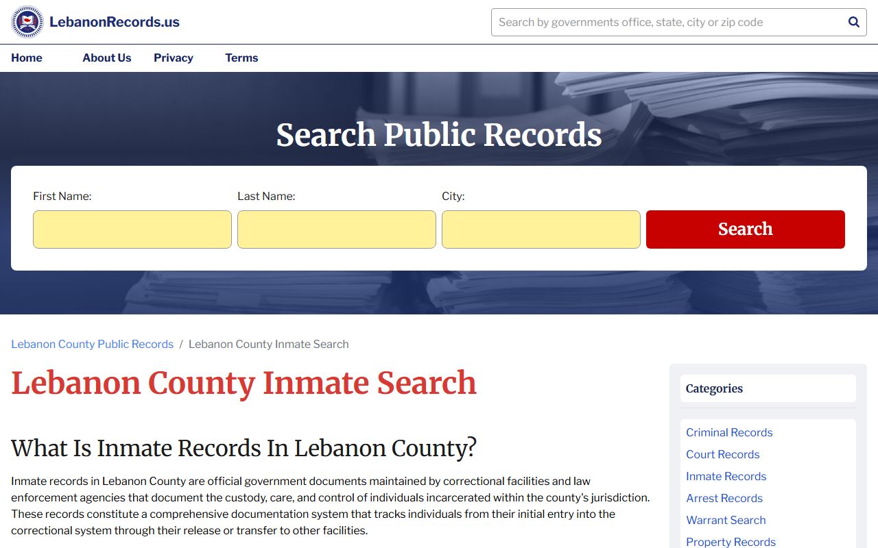 Lebanon County inmate records and 24 hour booking guide