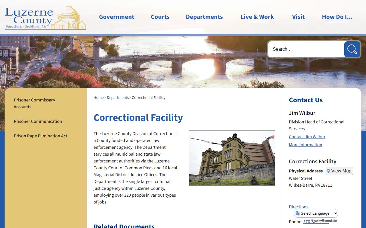 Luzerne County Correctional Facility 24 hour booking information