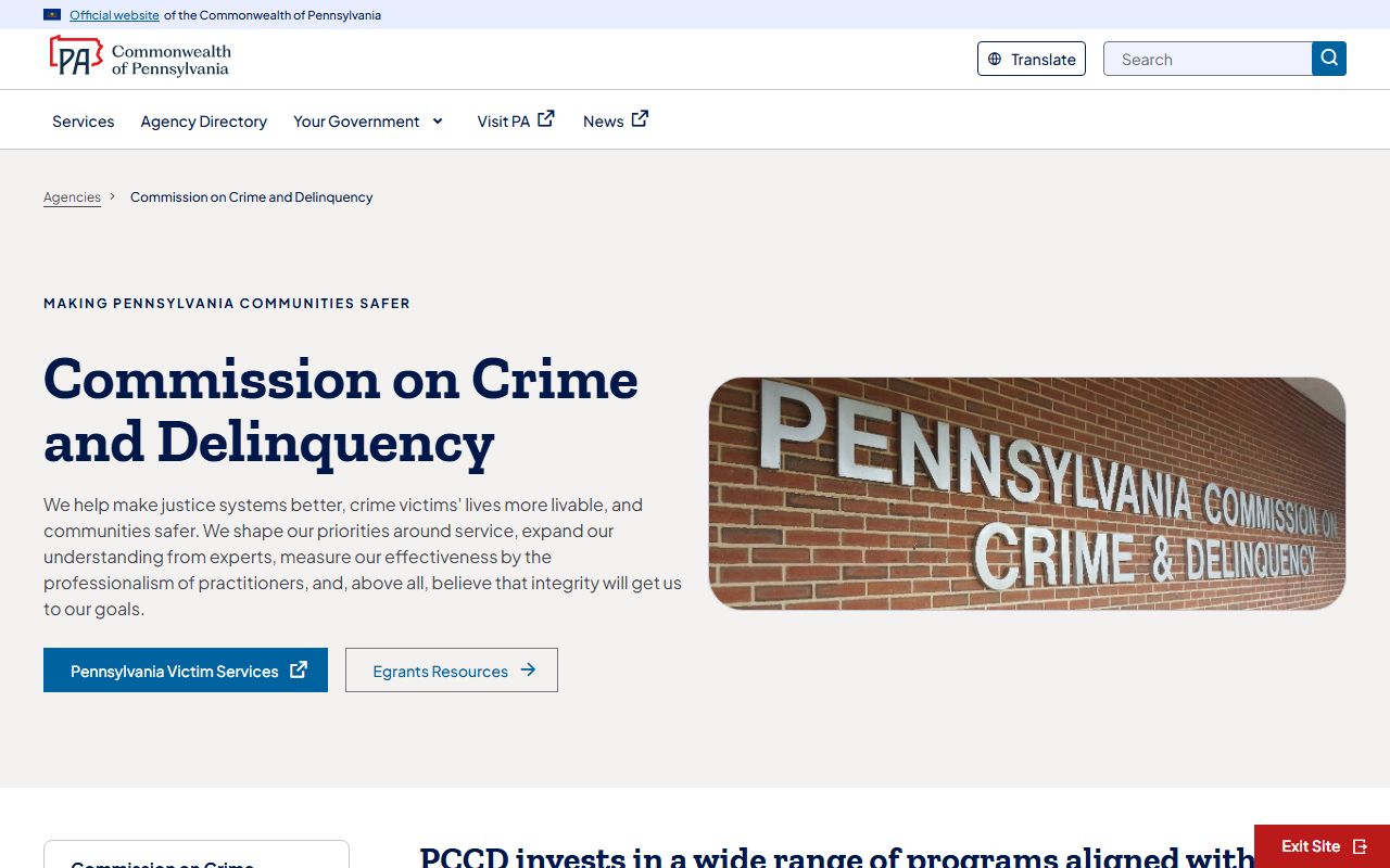 Pennsylvania Commission on Crime and Delinquency 24 hour booking resources